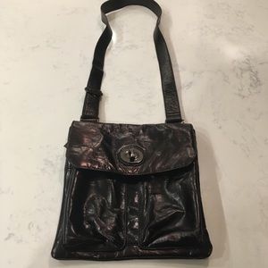 Danier Metallic Aubergine Crossbody Bag in EUC